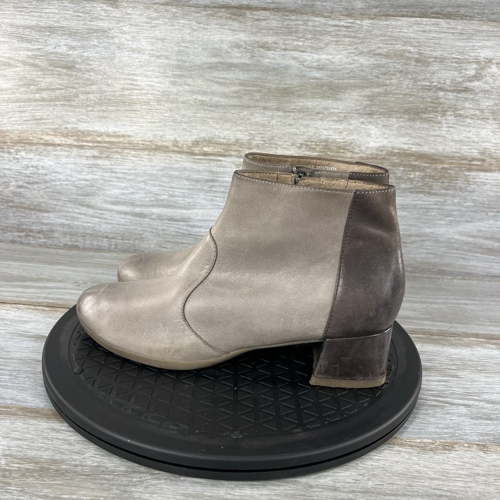 Dansko Women's Petra Gray Leather Block Heel Ankle Boots Size EU 37 US 7